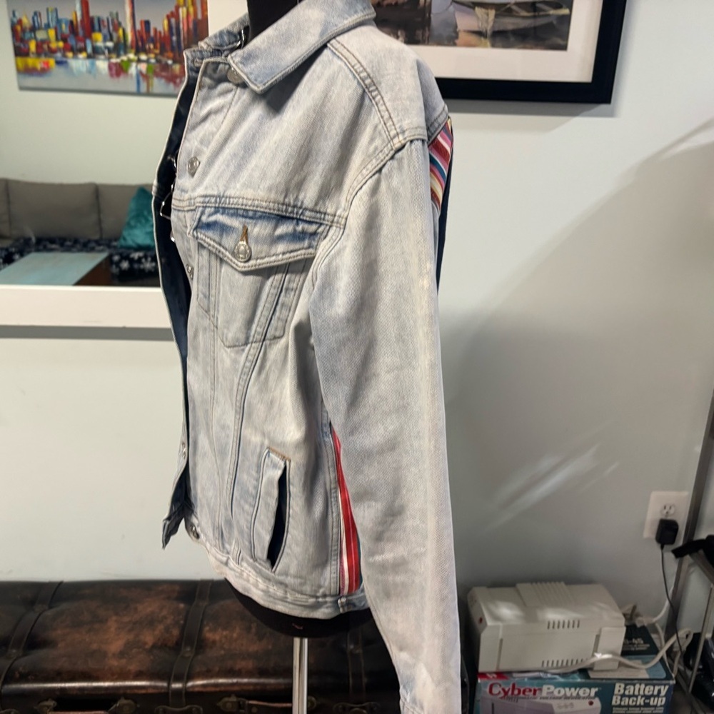 ❤️Top Shop Hand Painted Distressed Jean Jacket-Sz 6 - Picture 4 of 8